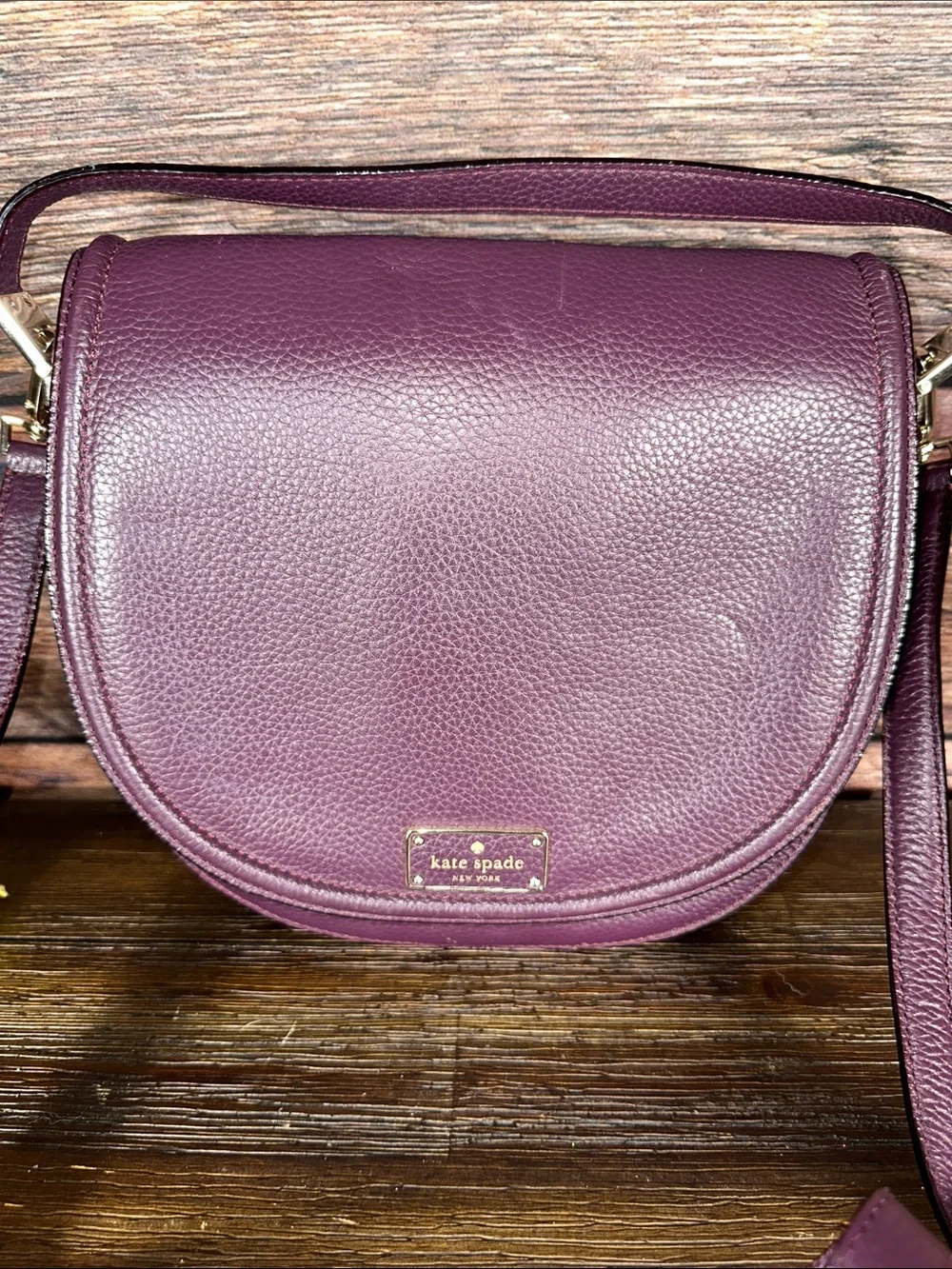 Kate Spade Oliver Street Lilly crossbody bag in Plum Pebbled Leather
